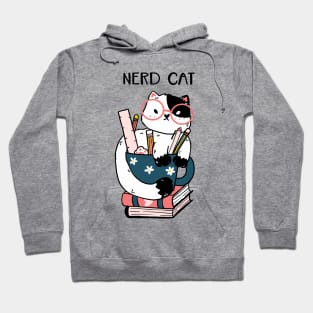 Nerd cat hand drawn Hoodie